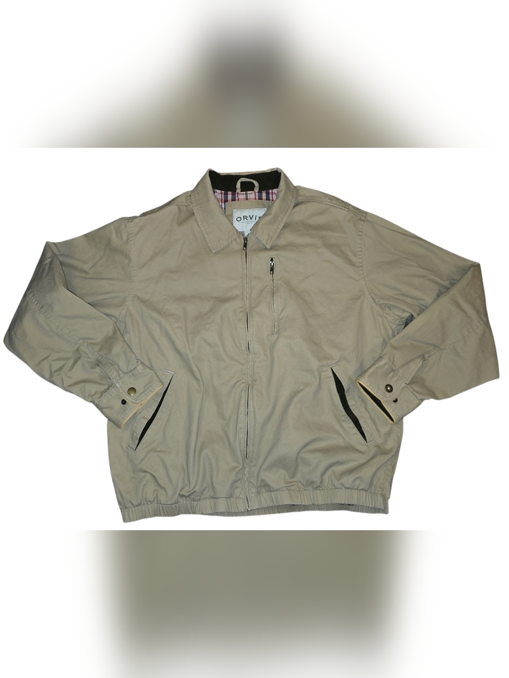 Orvis Men's Beige Zip-Front Bomber Jacket